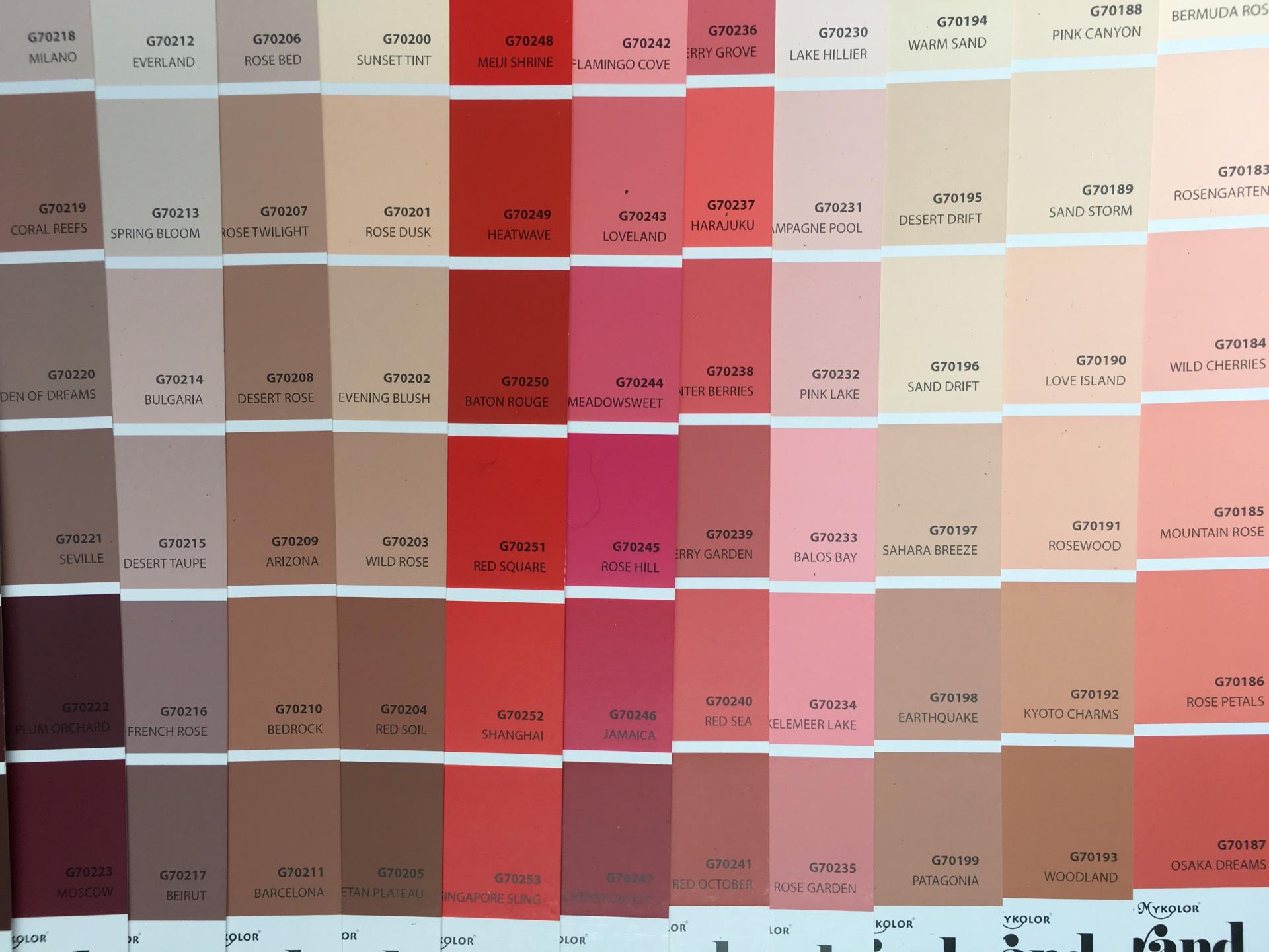 sơn mykolor màu đỏ, nâu, hồng