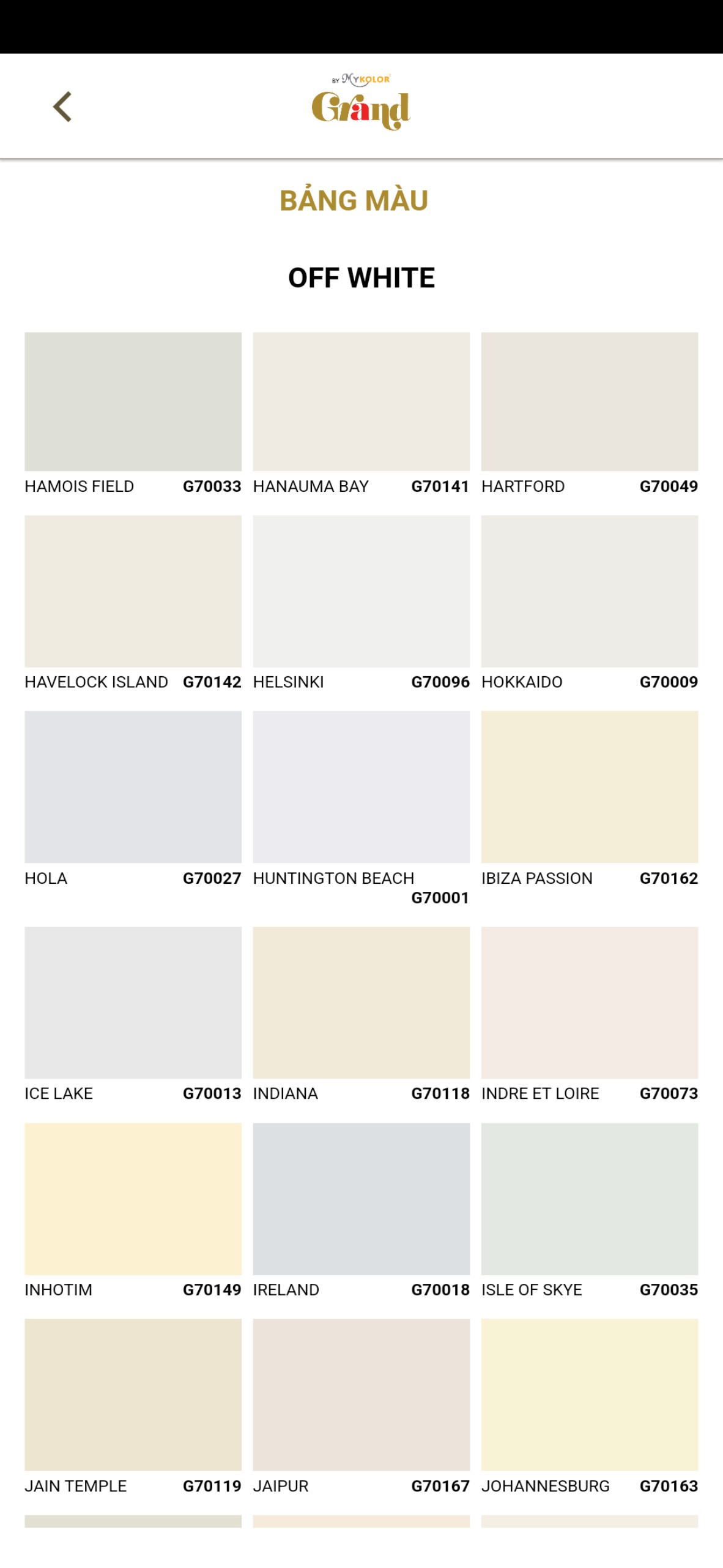 sơn mykolor màu trắng xám