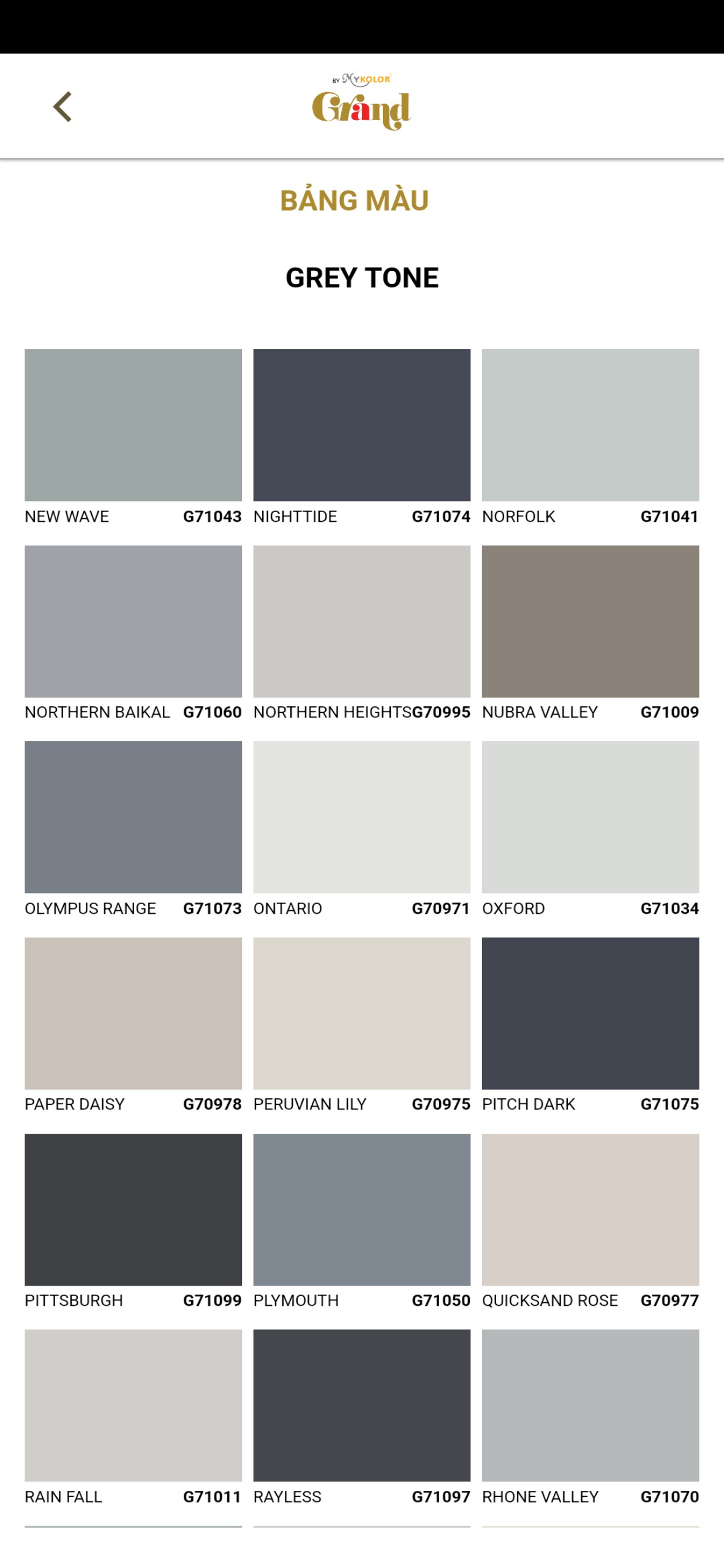 tông màu xám sơn mykolor