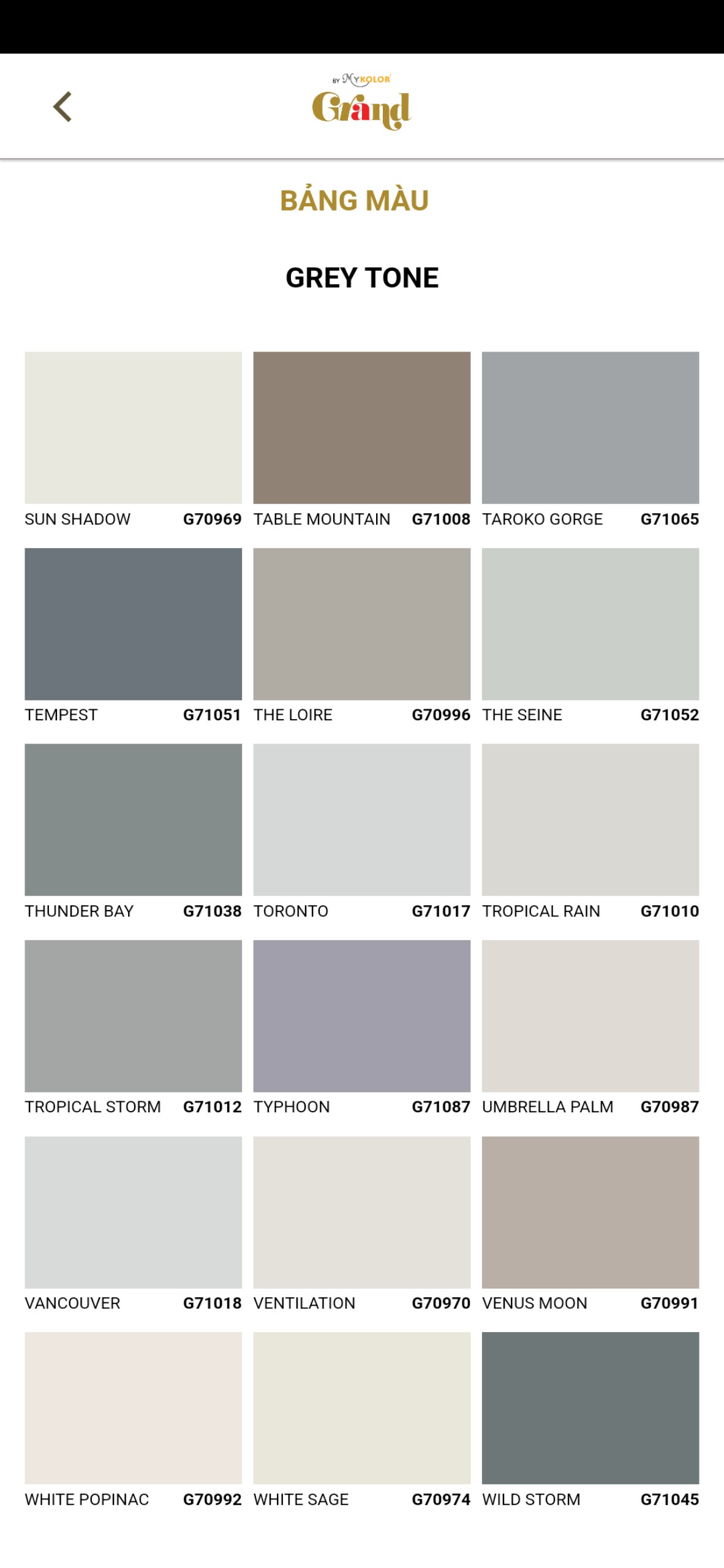 mã màu sơn mykolor