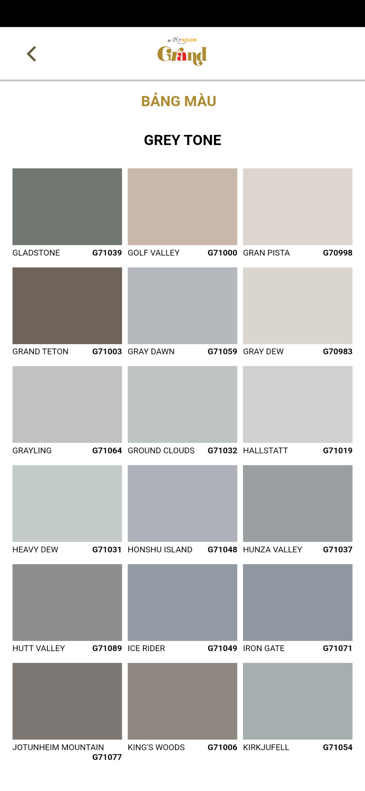 mã màu xám xanh mykolor